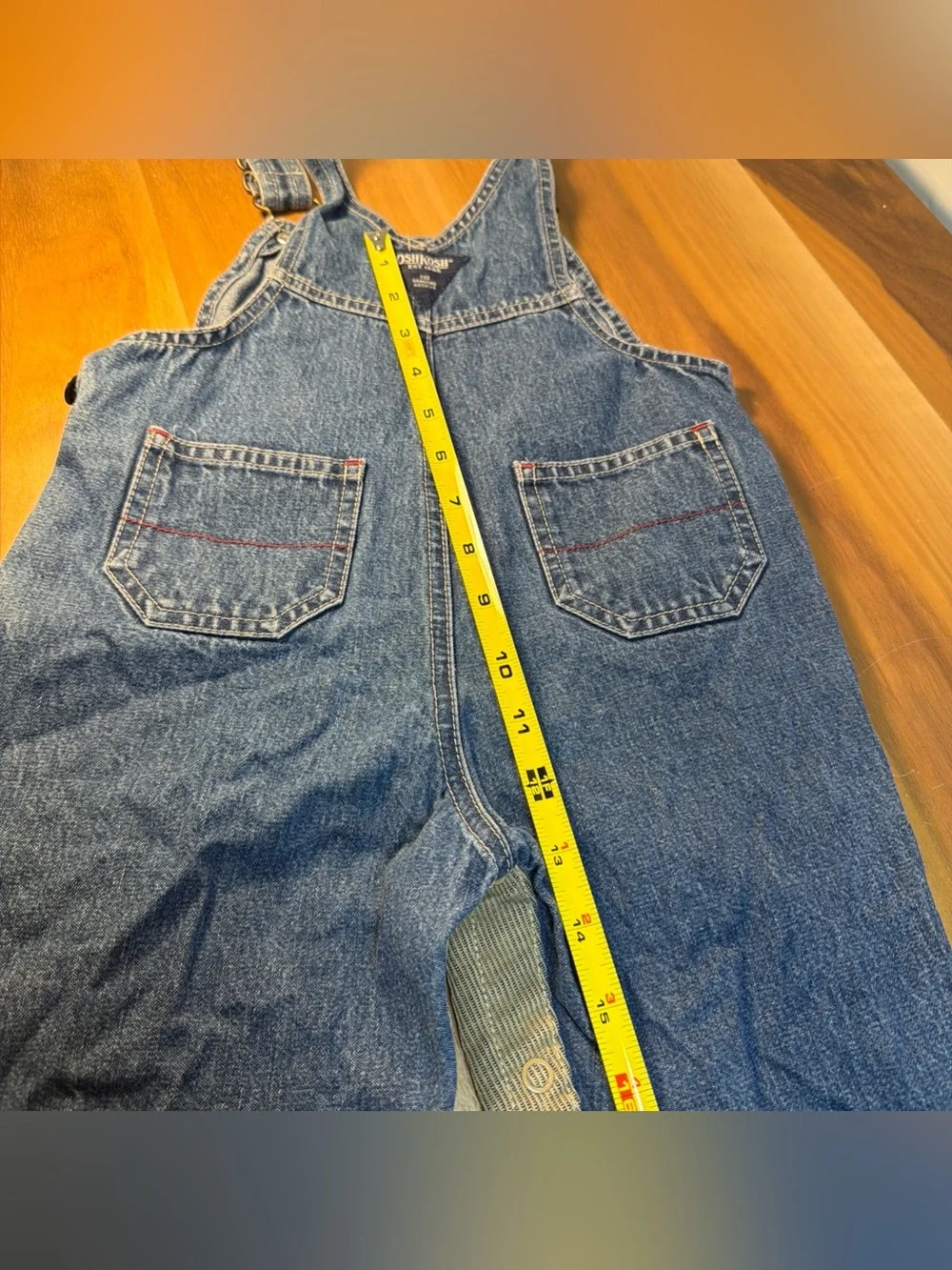 VTG 90s Oshkosh B’ Gosh Two Tone Blue Denim Beige Corduroy Overalls Sz 18 Month